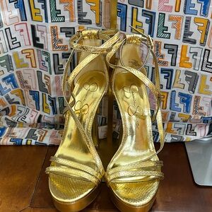 Gold Strappy High Heels